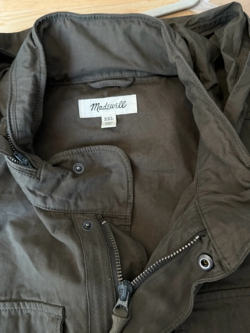 Madewell Men's Cargo Green Field Utility Cotton Hooded Jacket XXL 39516